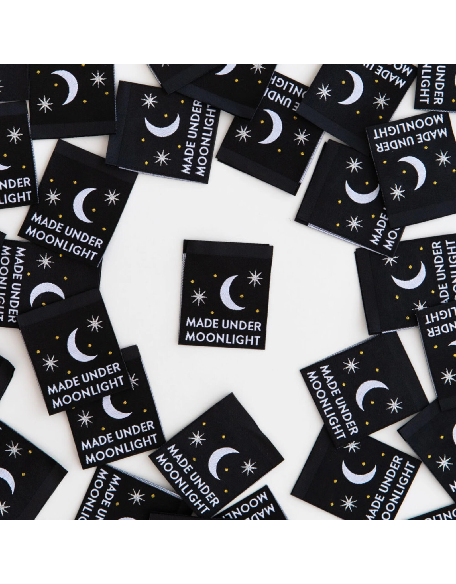 Sarah Hearts Made Under Moonlight - Woven Label Tags, Set of 8