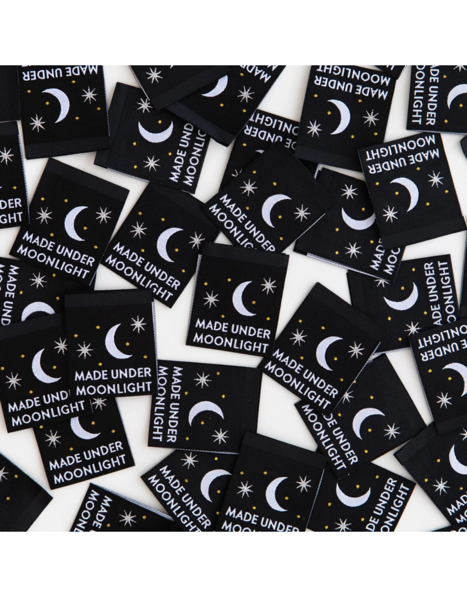 Sarah Hearts Made Under Moonlight - Woven Label Tags, Set of 8