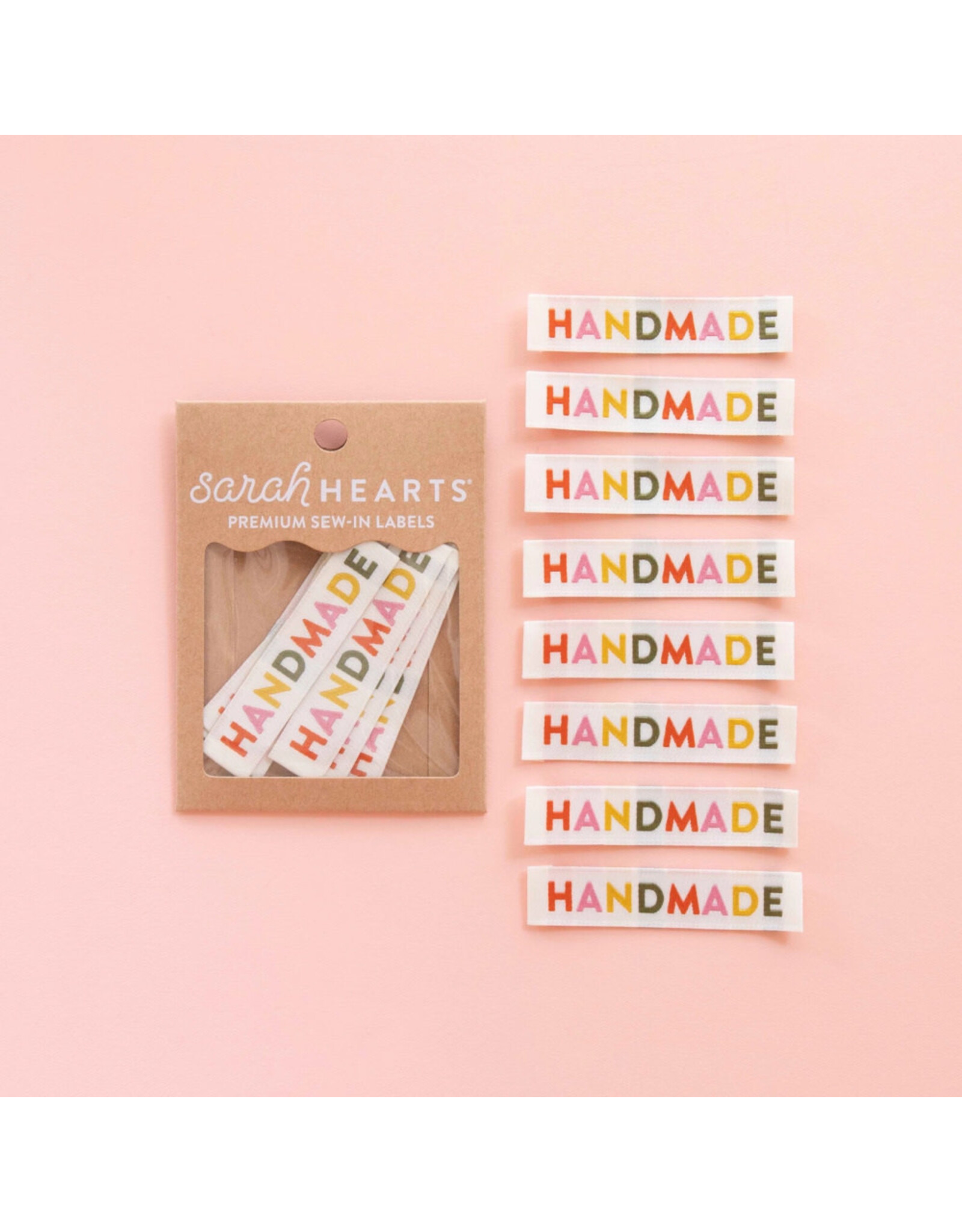 Sarah Hearts Muted Handmade - Woven Label Tags, Set of 8