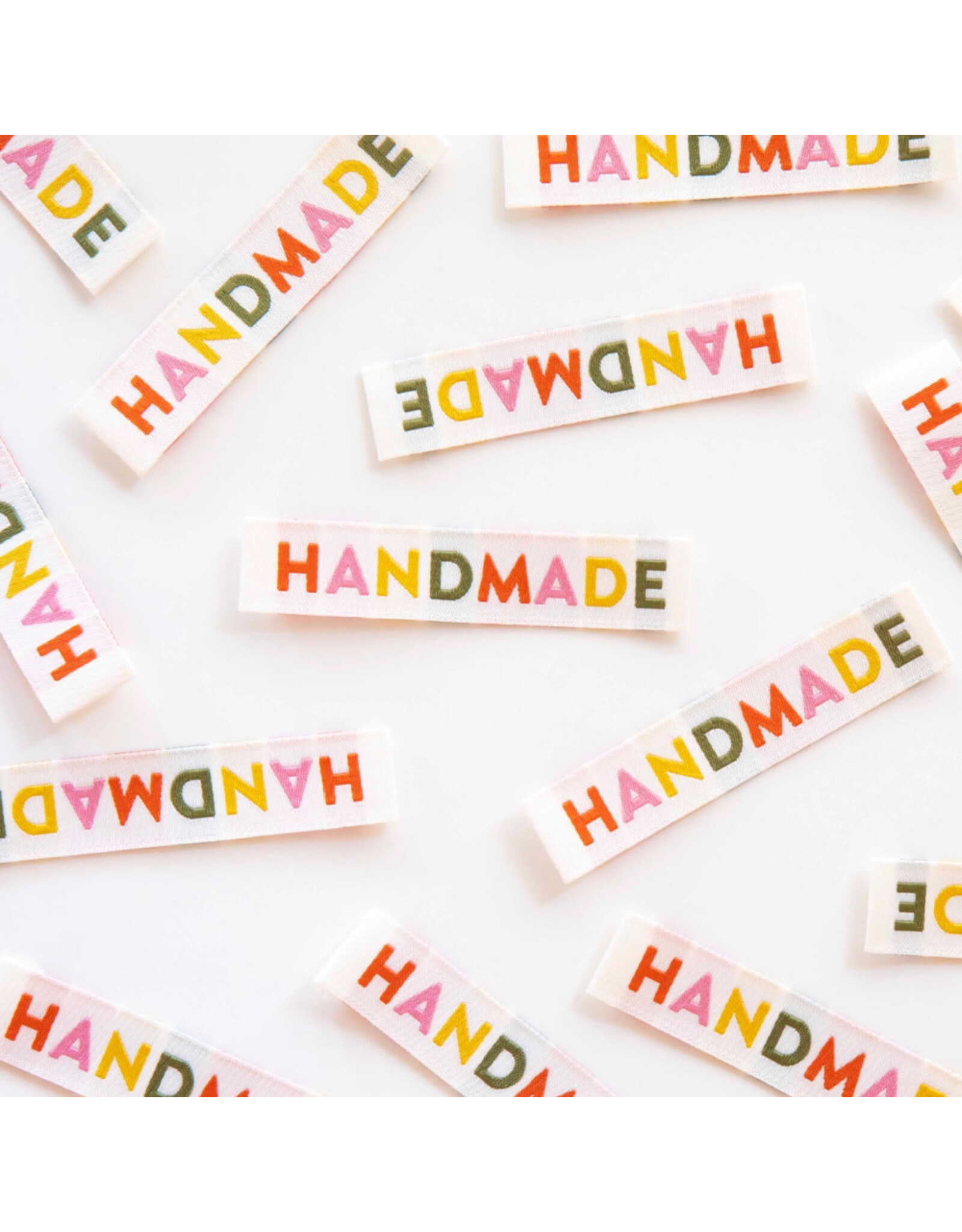 Sarah Hearts Muted Handmade - Woven Label Tags, Set of 8