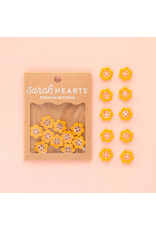 Sarah Hearts Buttons, Yellow Daisy, Small 5/8"