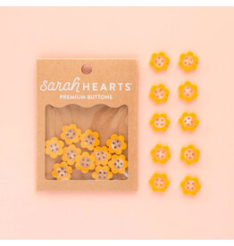 Sarah Hearts Buttons, Yellow Daisy, Small 5/8"