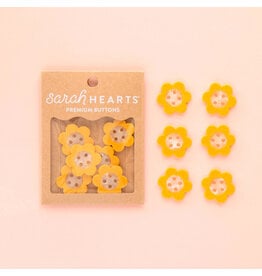 Sarah Hearts Buttons, Yellow Daisy, Large 1"