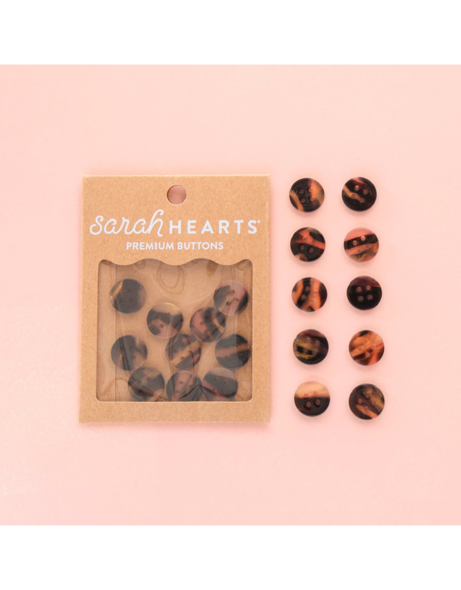 Sarah Hearts Buttons, Tortise Shell, Small 5/8""