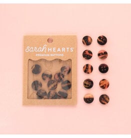 Sarah Hearts Buttons, Tortise Shell, Small 5/8""
