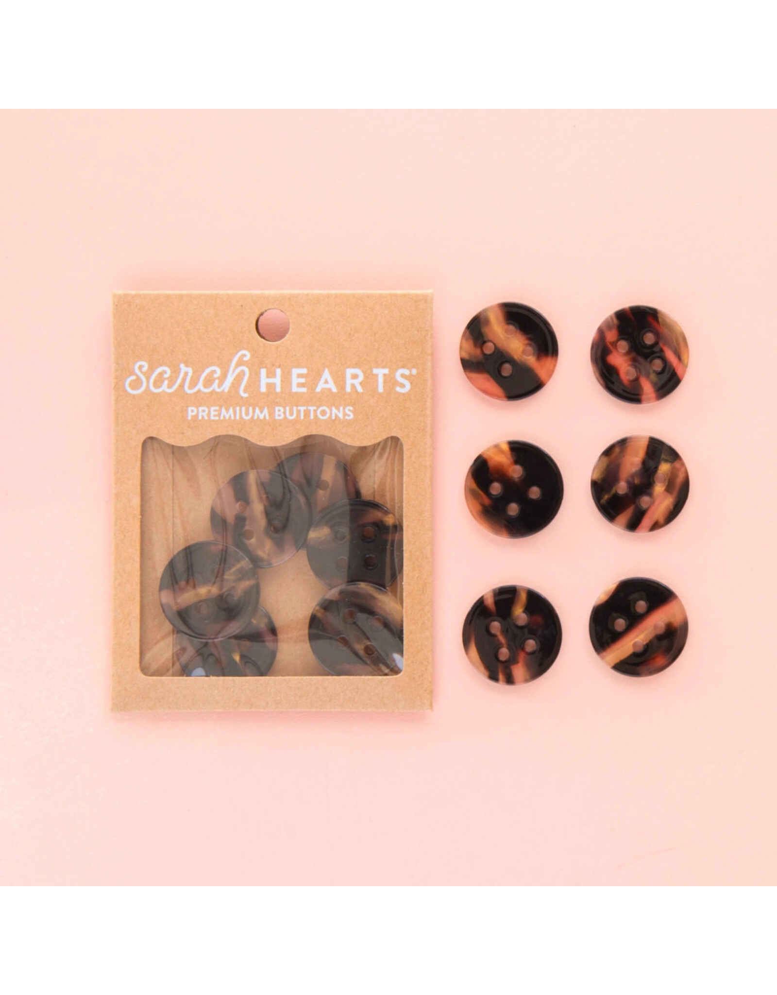 Sarah Hearts Buttons, Tortise Shell, Large 1""