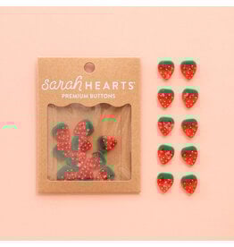Sarah Hearts Buttons, Strawberry, Small 5/8""