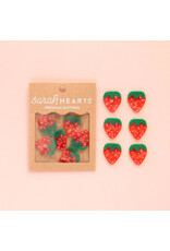 Sarah Hearts Buttons, Strawberry, Large 1""