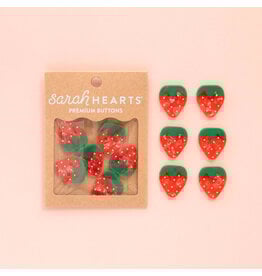 Sarah Hearts Buttons, Strawberry, Large 1""