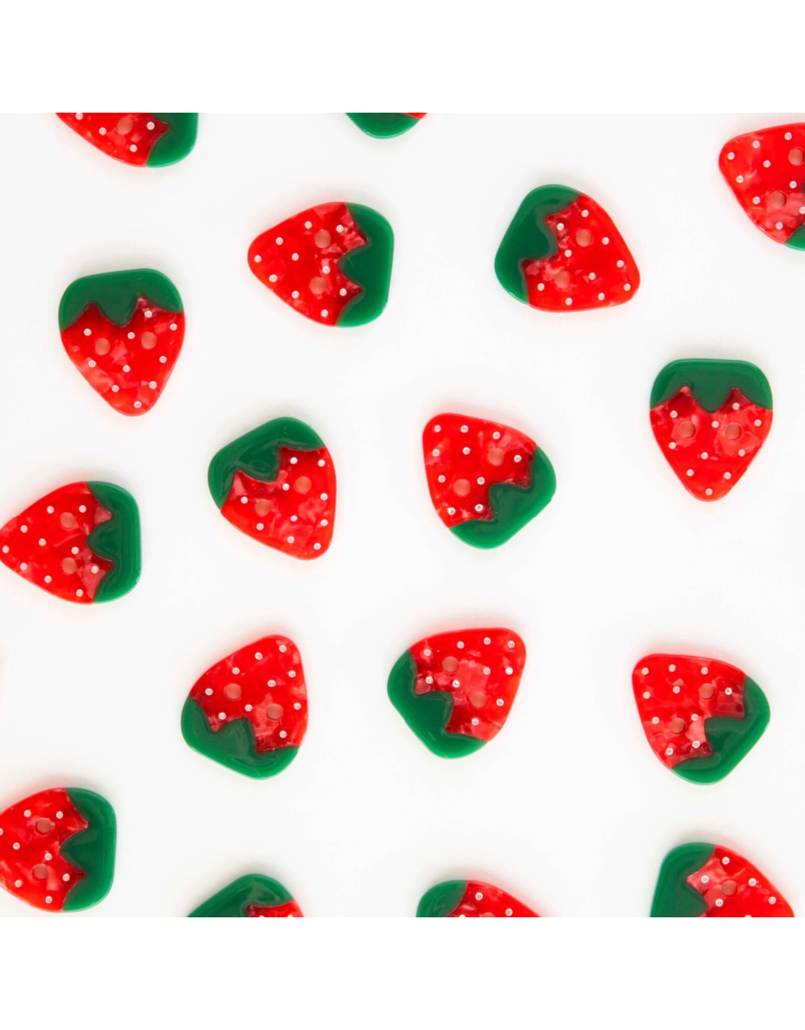 Sarah Hearts Buttons, Strawberry, Large 1""