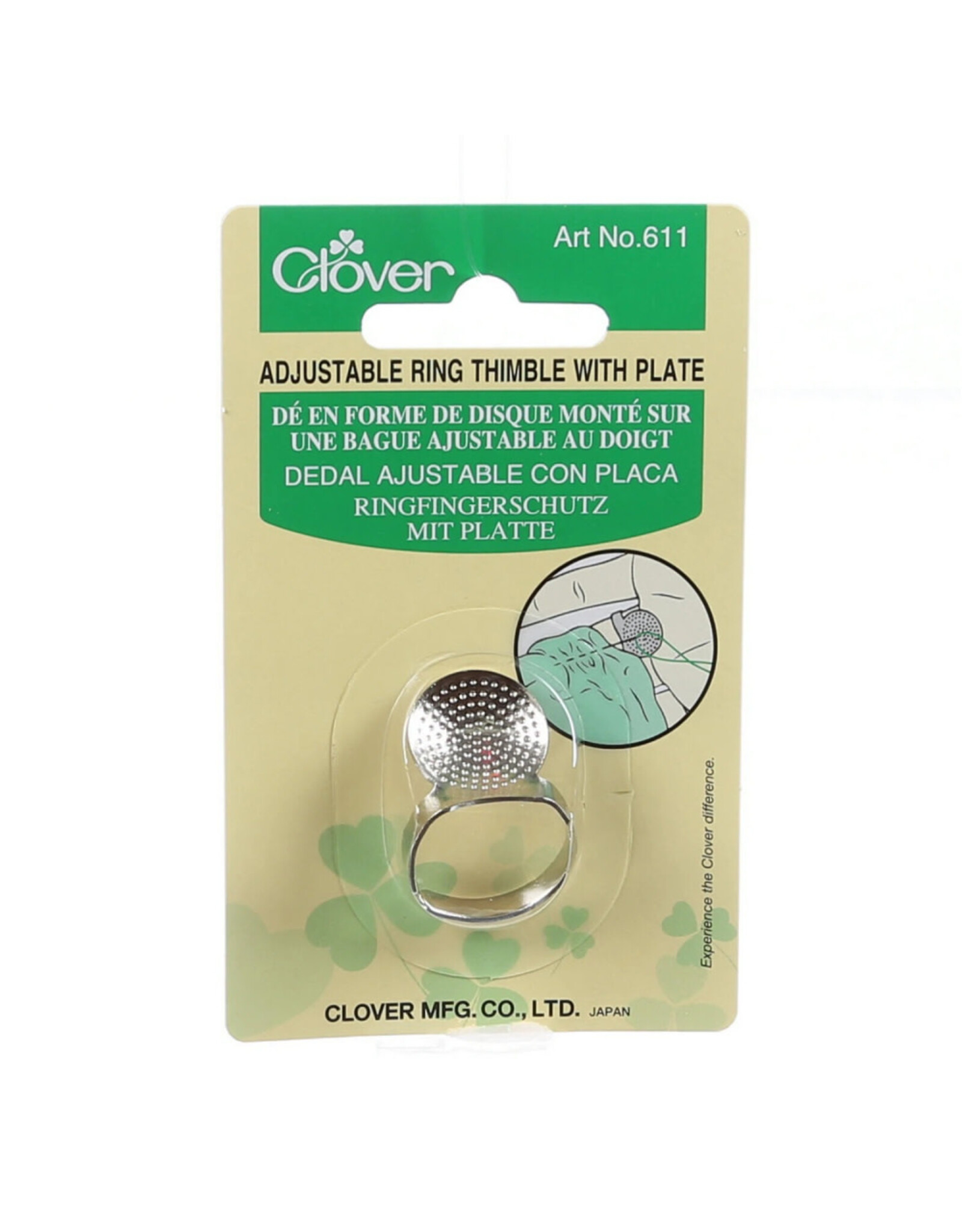 Clover Sashiko Adjustable Ring Thimble with Plate