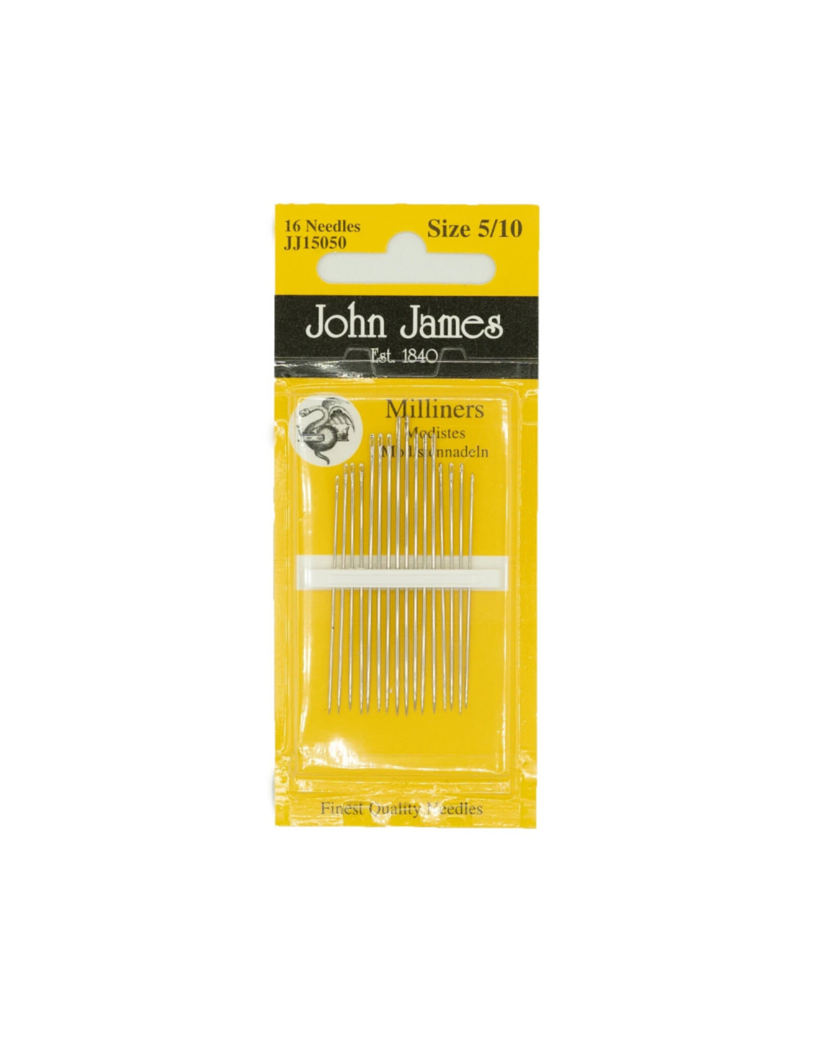 John James Straw - Milliners Needles, Assorted Sizes 5/10 - 16 ct.