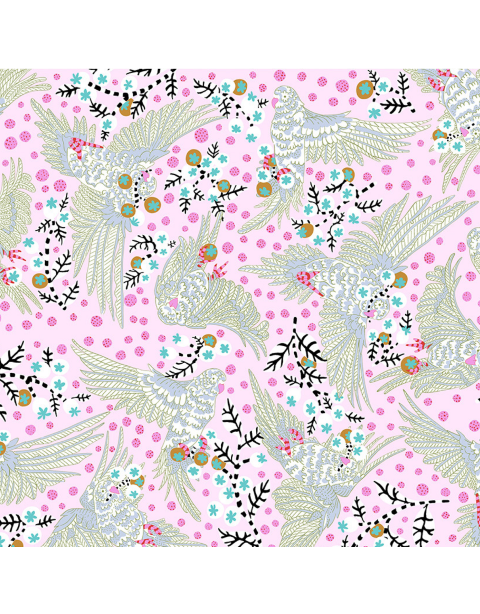 Penny Jeffries Blostma & Song, Bird Candy in Rose, Fabric Half-Yards