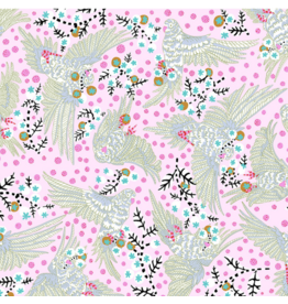 Penny Jeffries Blostma & Song, Bird Candy in Rose, Fabric Half-Yards