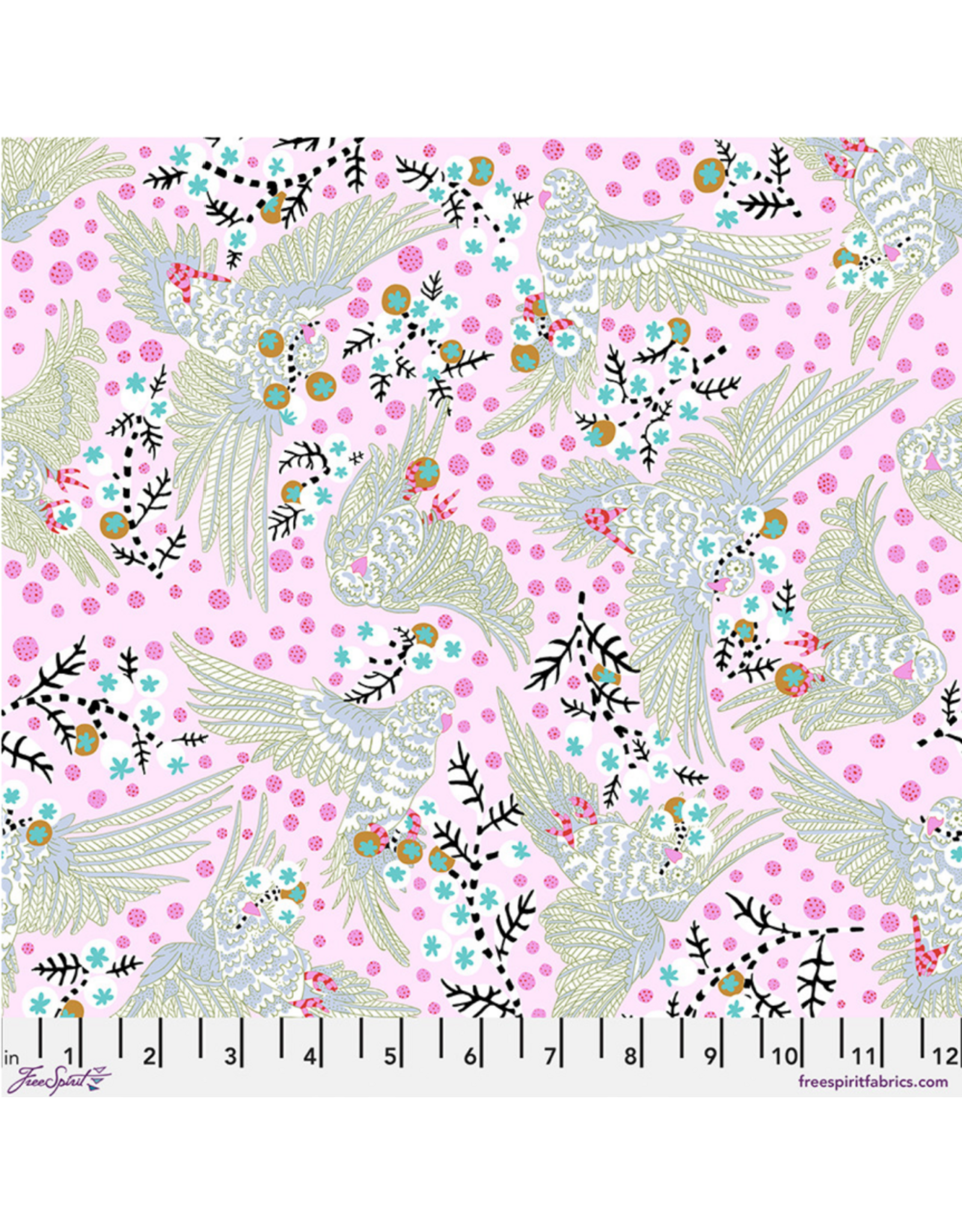 Penny Jeffries Blostma & Song, Bird Candy in Rose, Fabric Half-Yards