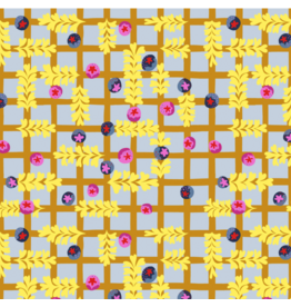 Penny Jeffries Blostma & Song, Blueberry Dancefloor in Mustard, Fabric Half-Yards