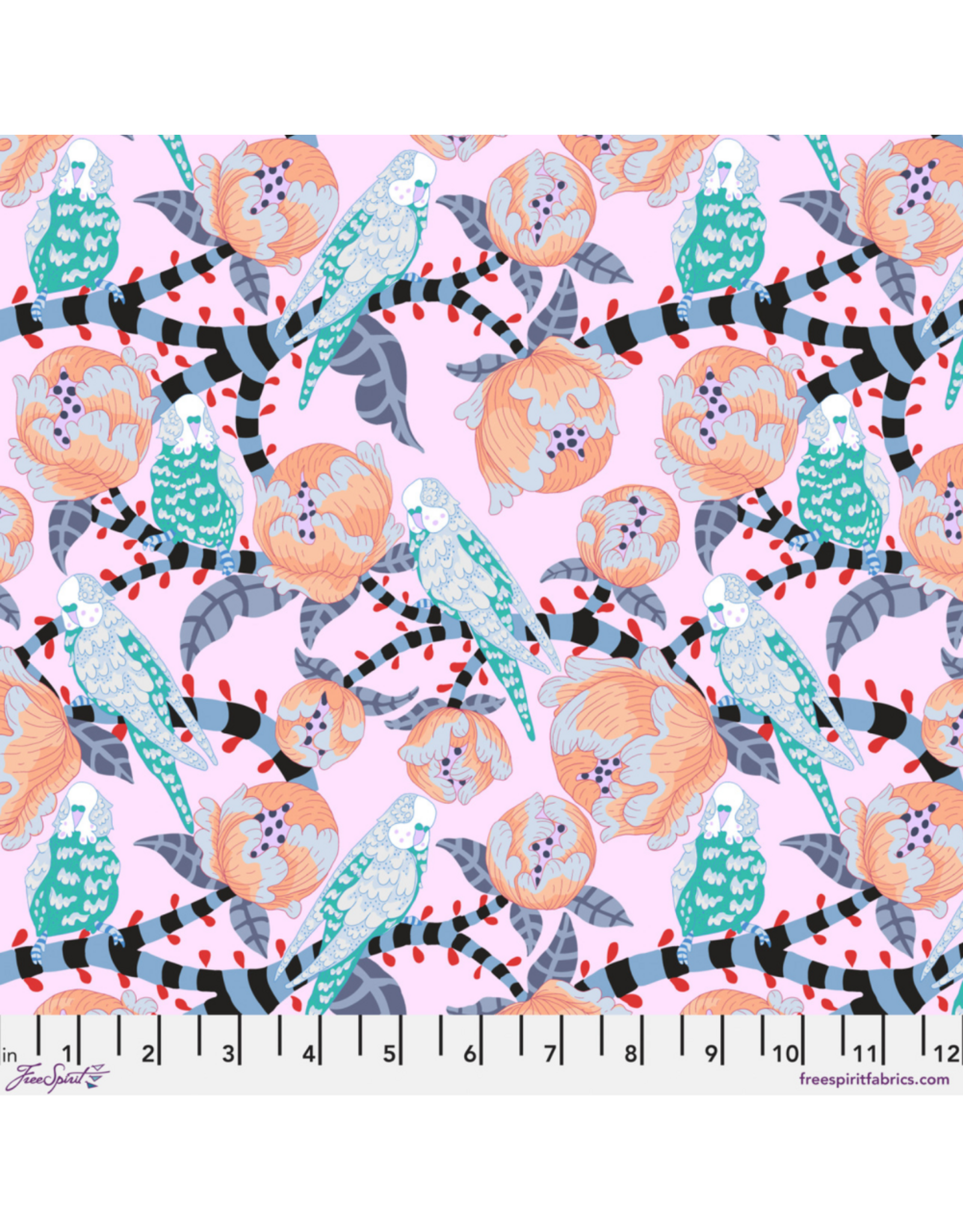 PD's Penny Jeffries Blostma & Song, Budgie Breath in Turquoise, Dinner Napkin