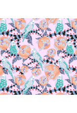 Penny Jeffries Blostma & Song, Budgie Breath in Turquoise, Fabric Half-Yards