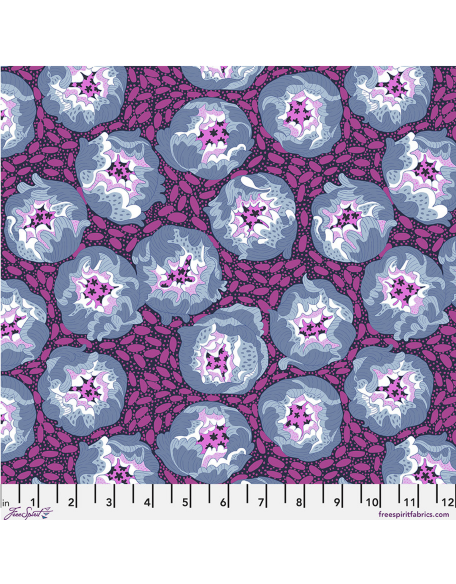 Penny Jeffries Blostma & Song, Flower Festival in Blue, Fabric Half-Yards