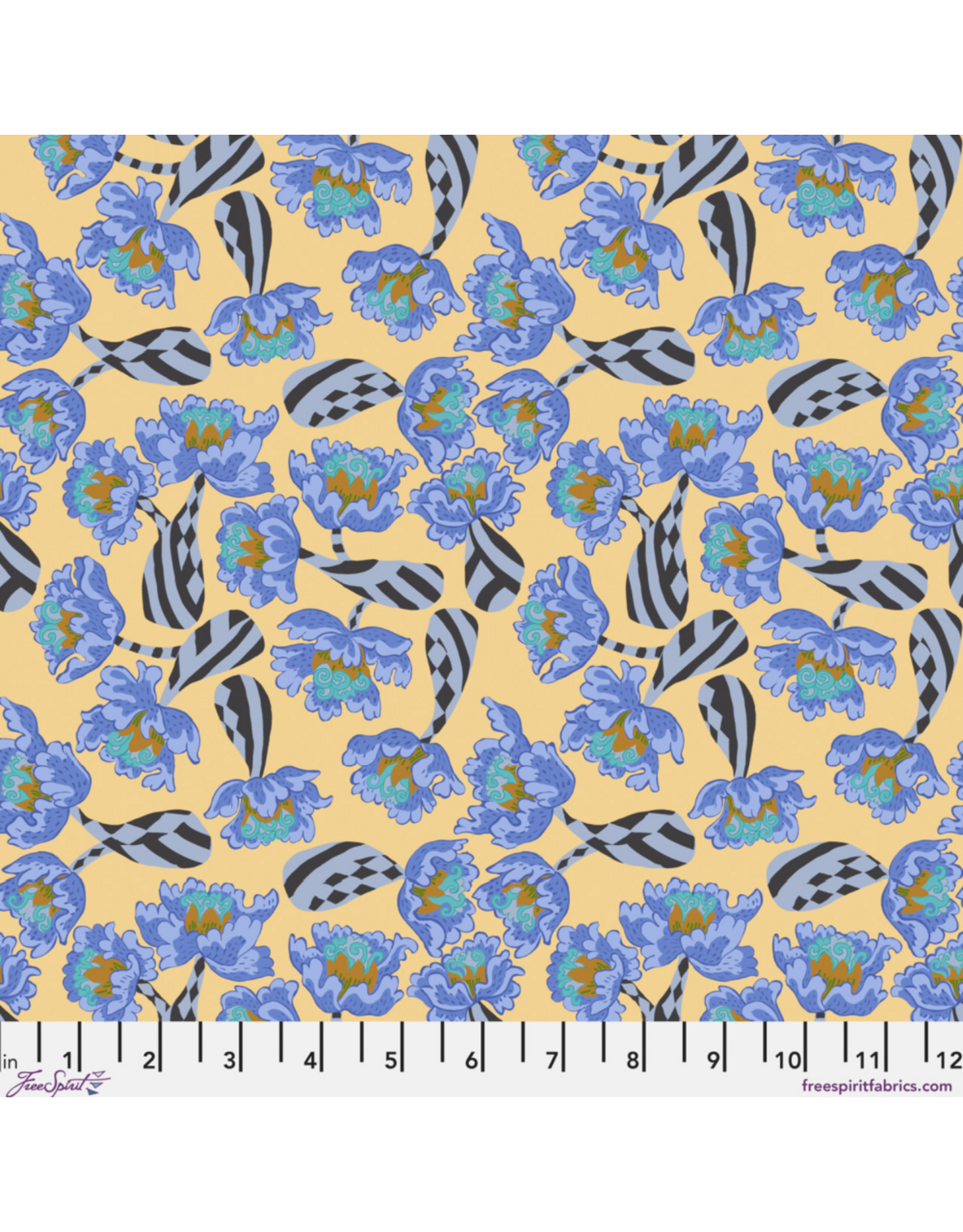 Penny Jeffries Blostma & Song, Peony Bones in Lemon, Fabric Half-Yards