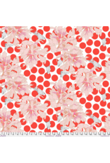 Penny Jeffries Blostma & Song, Spotty Peony in Vermillion, Fabric Half-Yards