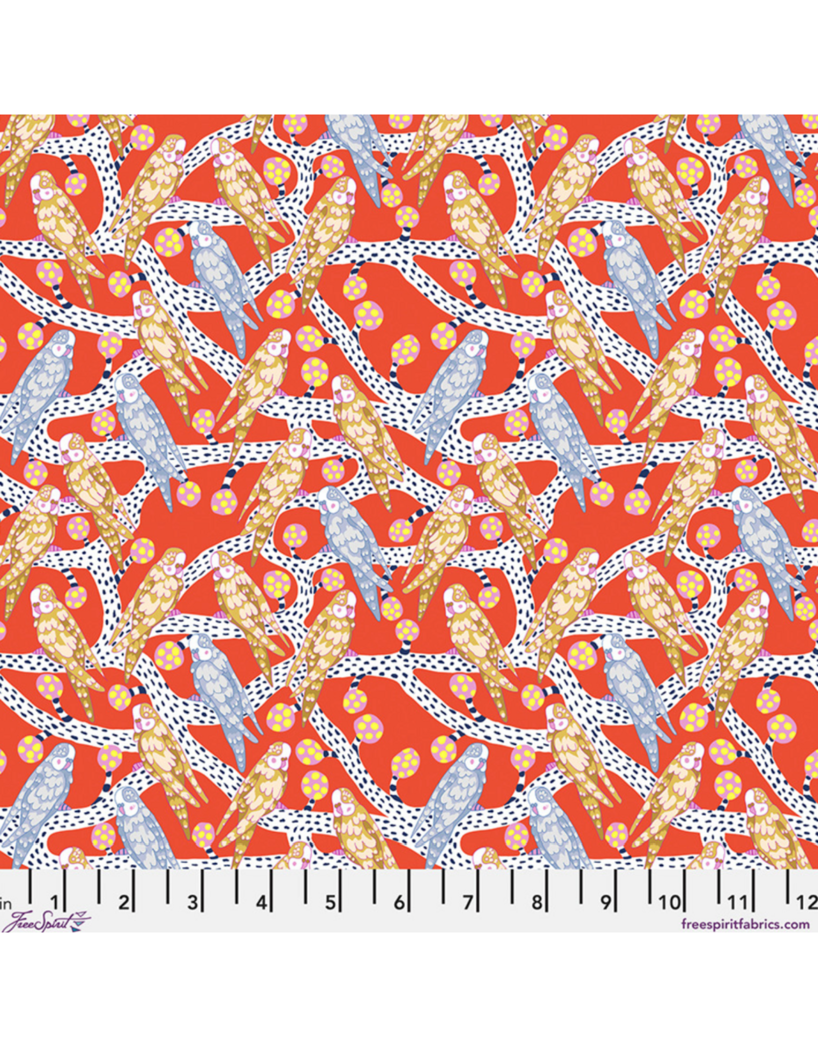 PD's Penny Jeffries Blostma & Song, Budgie Melody in Vermillion, Dinner Napkin