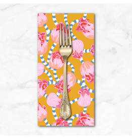 PD's Penny Jeffries Blostma & Song, Dancing Swirl in Mustard, Dinner Napkin