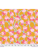 Penny Jeffries Blostma & Song, Dancing Swirl in Mustard, Fabric Half-Yards