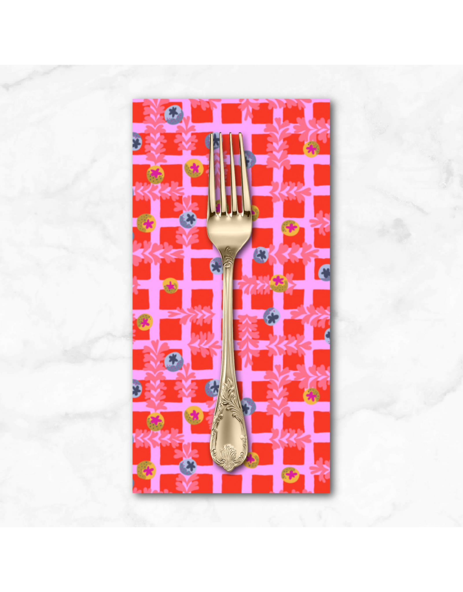 PD's Penny Jeffries Blostma & Song, Small Blueberry Dancefloor in Red, Dinner Napkin