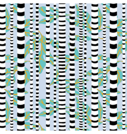 Penny Jeffries Blostma & Song, Stem Lemonade in Turquoise, Fabric Half-Yards