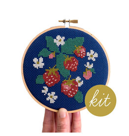 Junebug & Darlin Spread Like Strawberries Cross Stitch Kit
