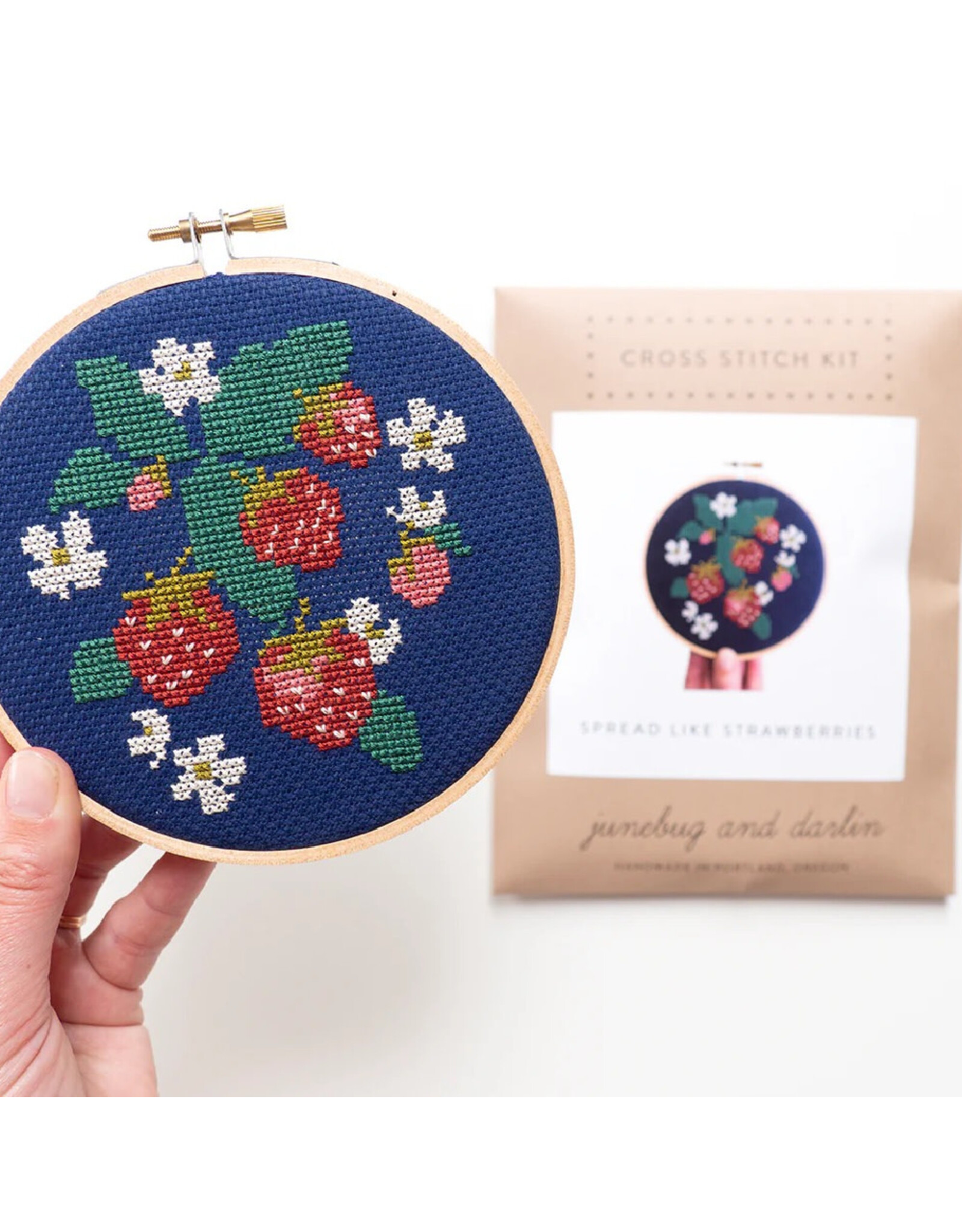 Junebug & Darlin Spread Like Strawberries Cross Stitch Kit