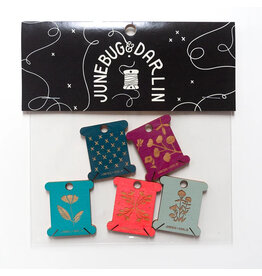 Junebug & Darlin Wooden Floss Bobbins, Set of 5