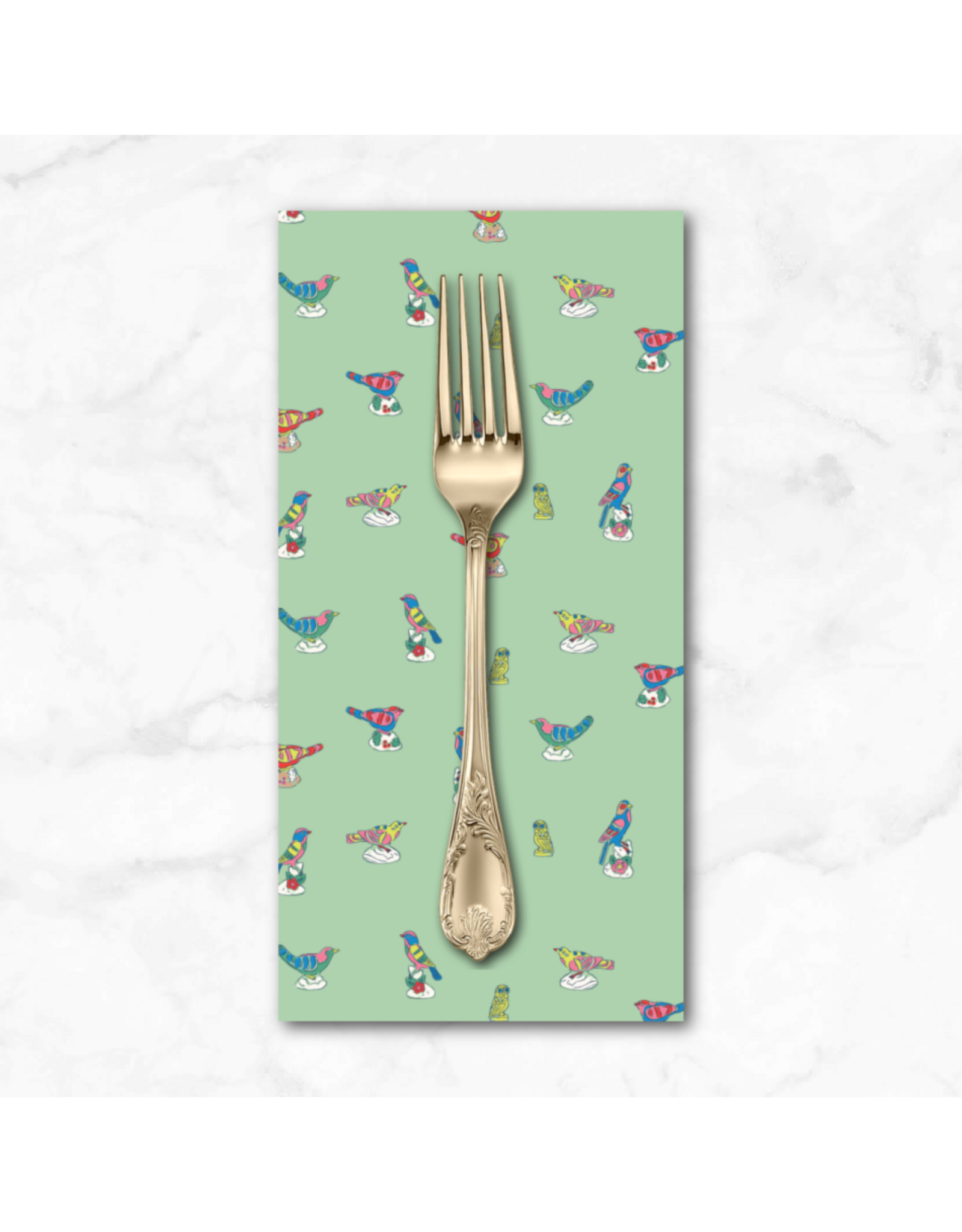 PD's Emily Taylor Collection Nice Nice, Antique Birds in Light Green, Dinner Napkin