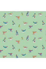 Emily Taylor Nice Nice, Antique Birds in Light Green, Fabric Half-Yards