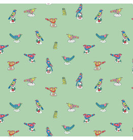 Emily Taylor Nice Nice, Antique Birds in Light Green, Fabric Half-Yards