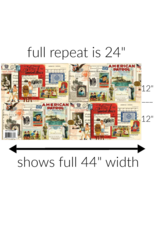 J. Wecker Frisch Sew America,  Collage in Multi, Fabric 24" Full Repeat, sold in 12" increments