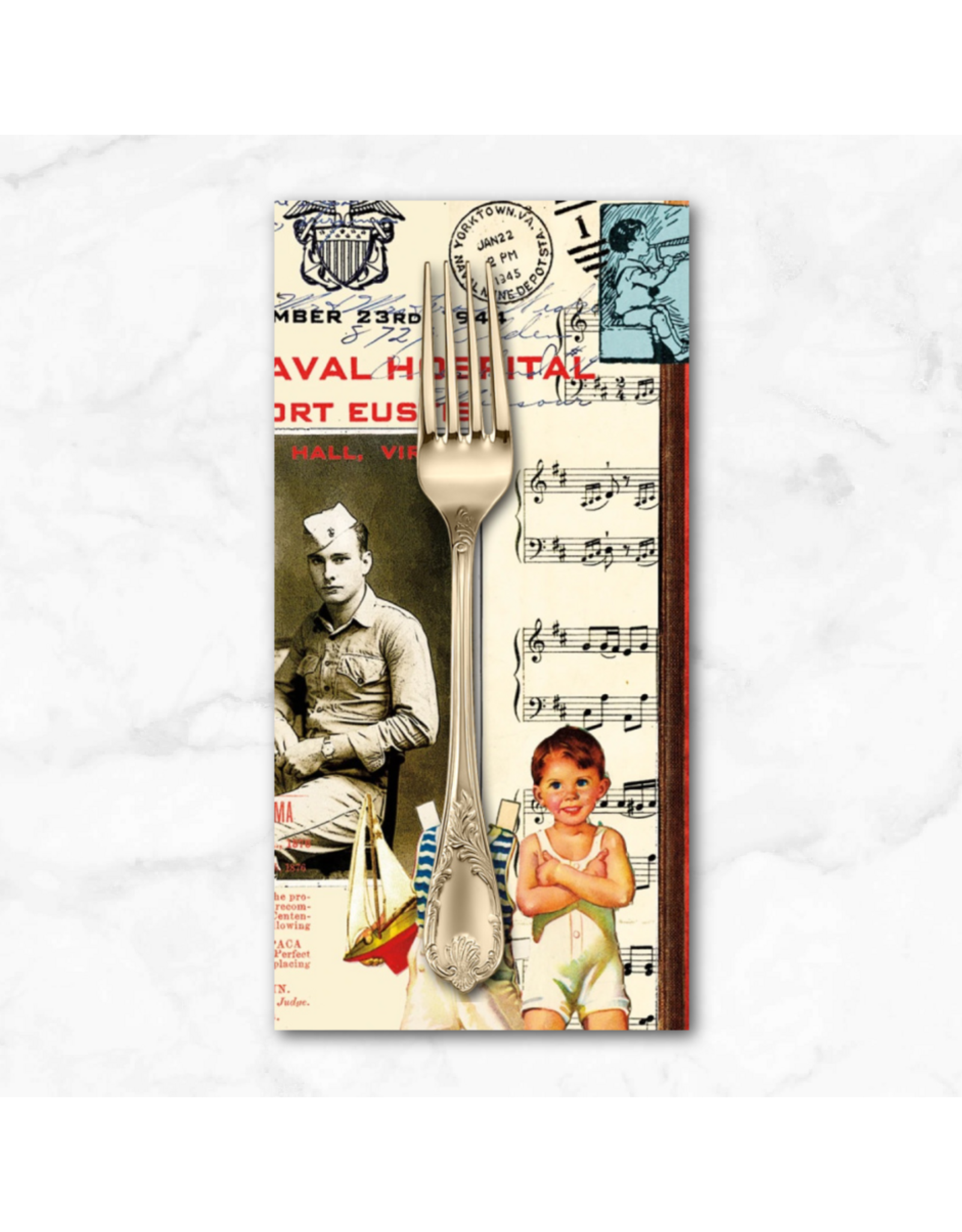 PD's J Wecker Frisch Collection Sew America, Collage in Multi, Dinner Napkin