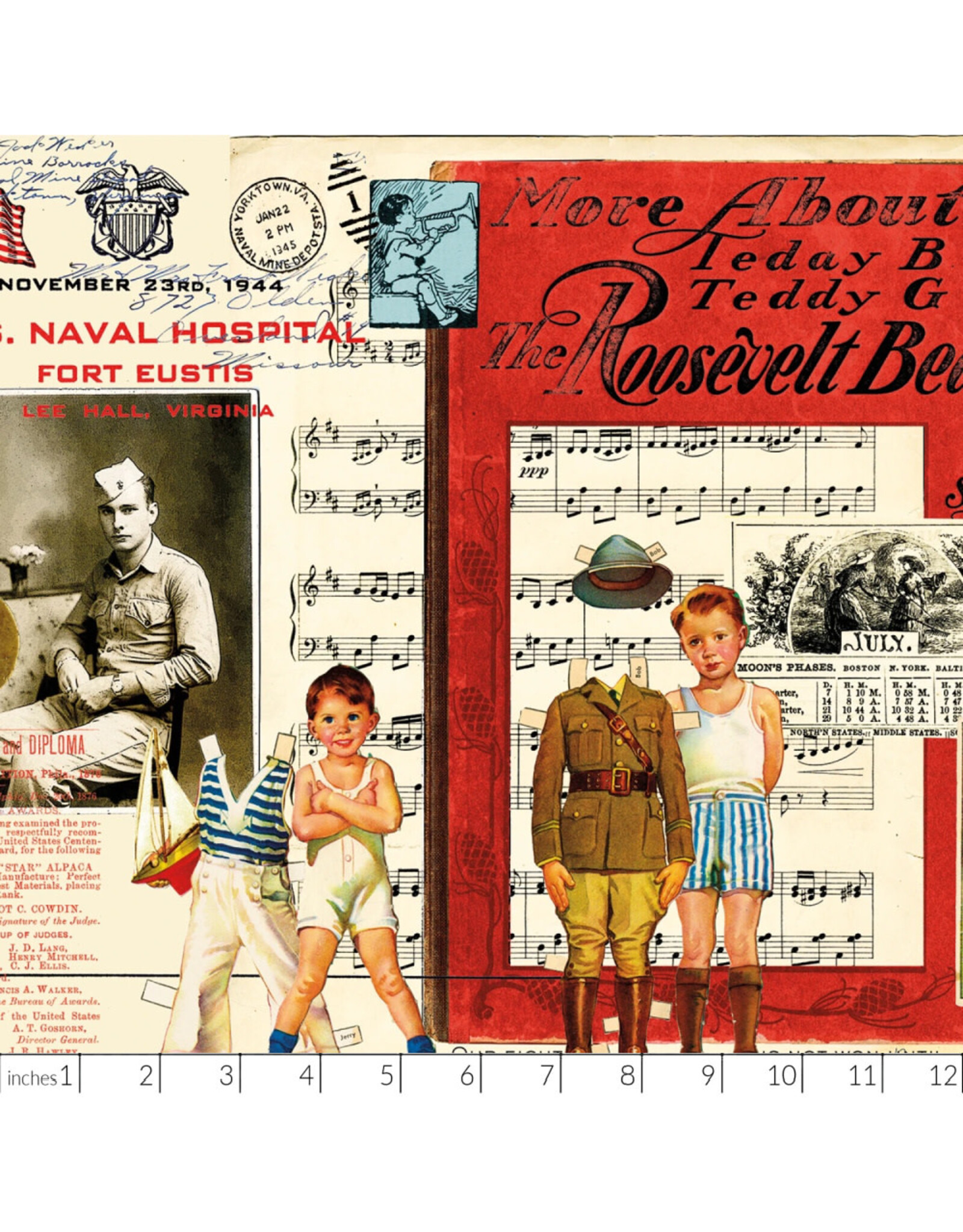 PD's J Wecker Frisch Collection Sew America, Collage in Multi, Dinner Napkin