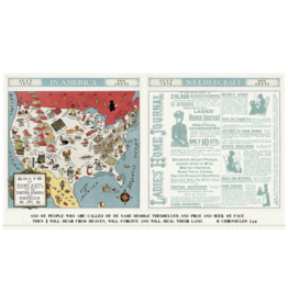 J. Wecker Frisch Sew America, Folk Arts Map, 24" Fabric Panel