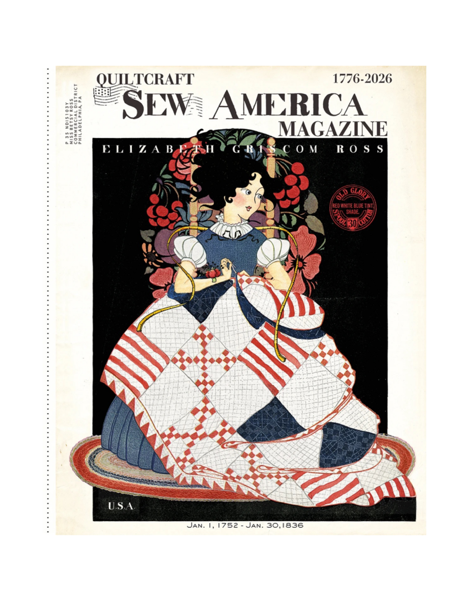 J. Wecker Frisch Sew America, Betsy Ross, 36" x 44" Fabric Panel