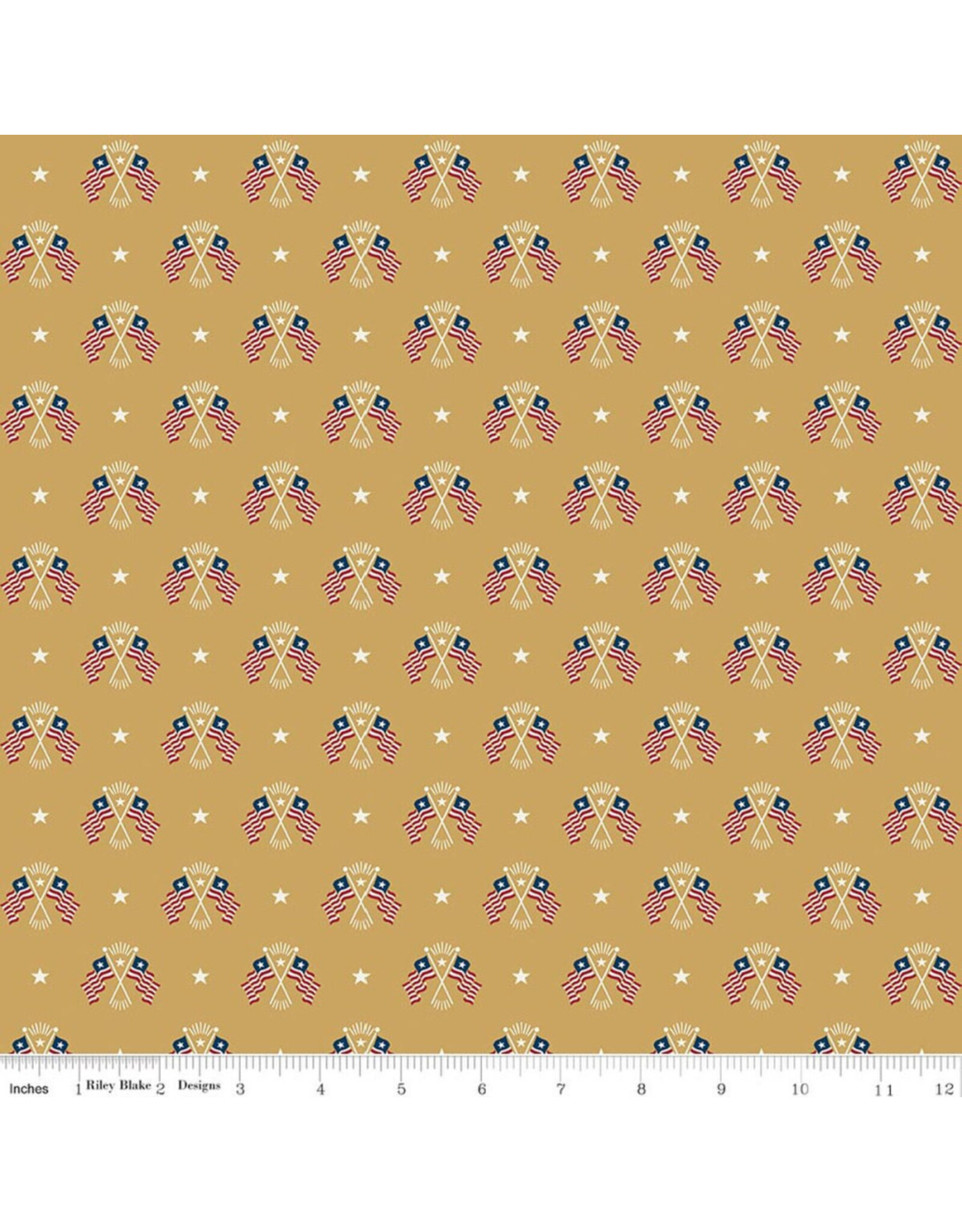 Riley Blake Fabrics Independence, Old Glory in Gold,  Fabric Half-Yards