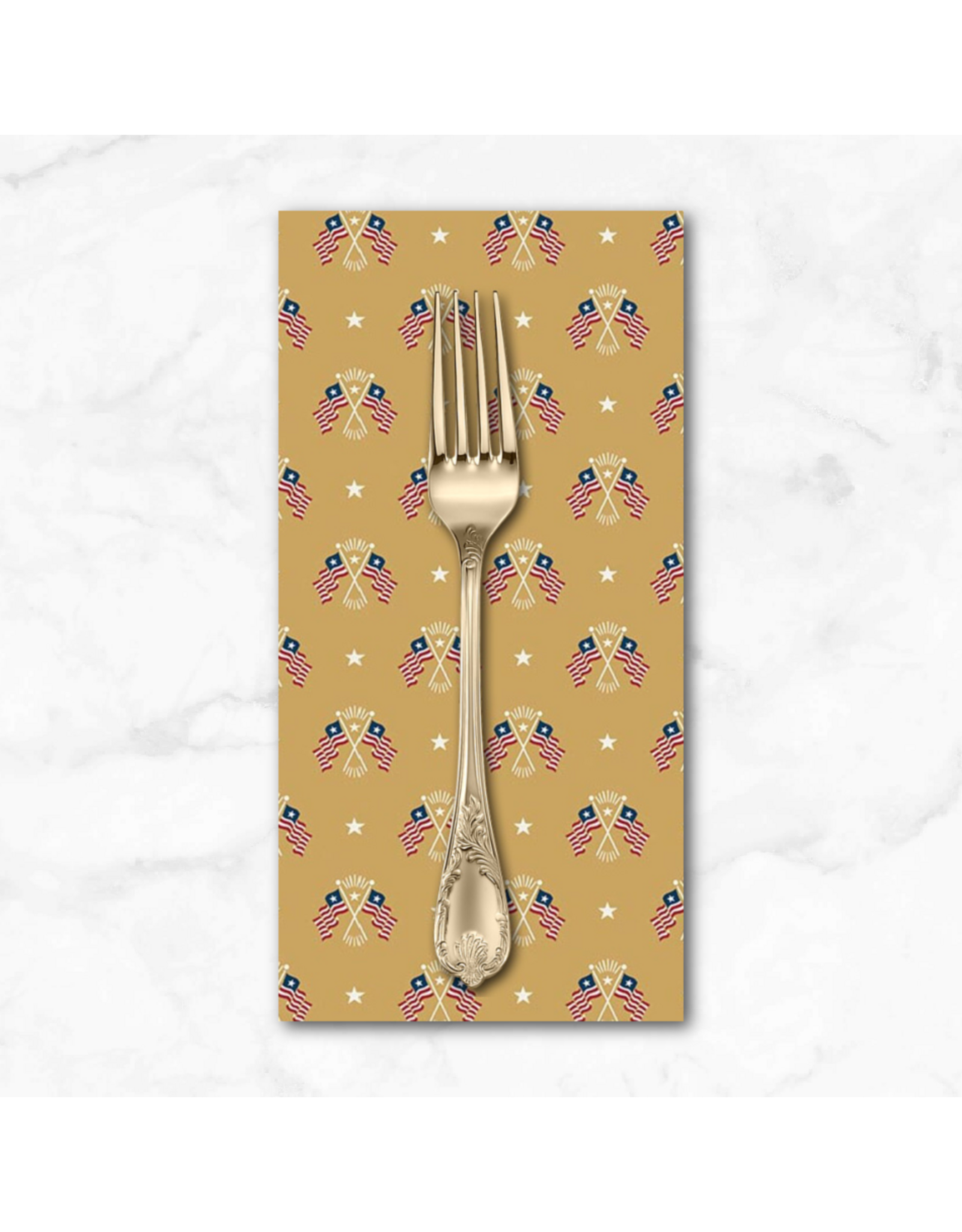 PD's Riley Blake Collection Independence, Old Glory in Gold, Dinner Napkin