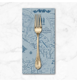 PD's Riley Blake Collection Independence, Colonial Map in Blue, Dinner Napkin