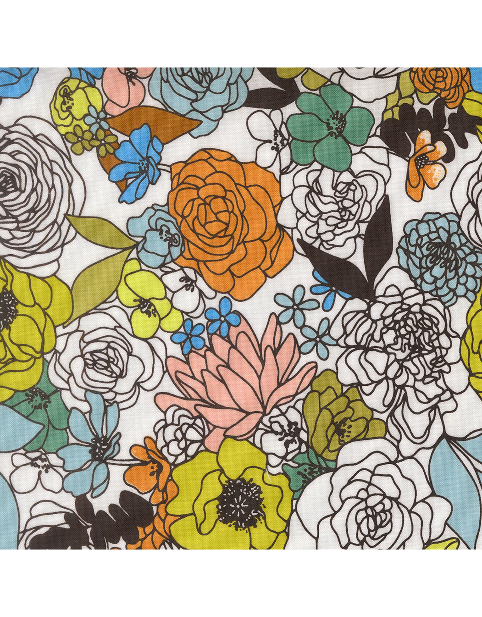 Alli K Design True to Hue, Hidden Facet Florals in Love Dove, Fabric Half-Yards