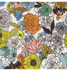 Alli K Design True to Hue, Hidden Facet Florals in Love Dove, Fabric Half-Yards