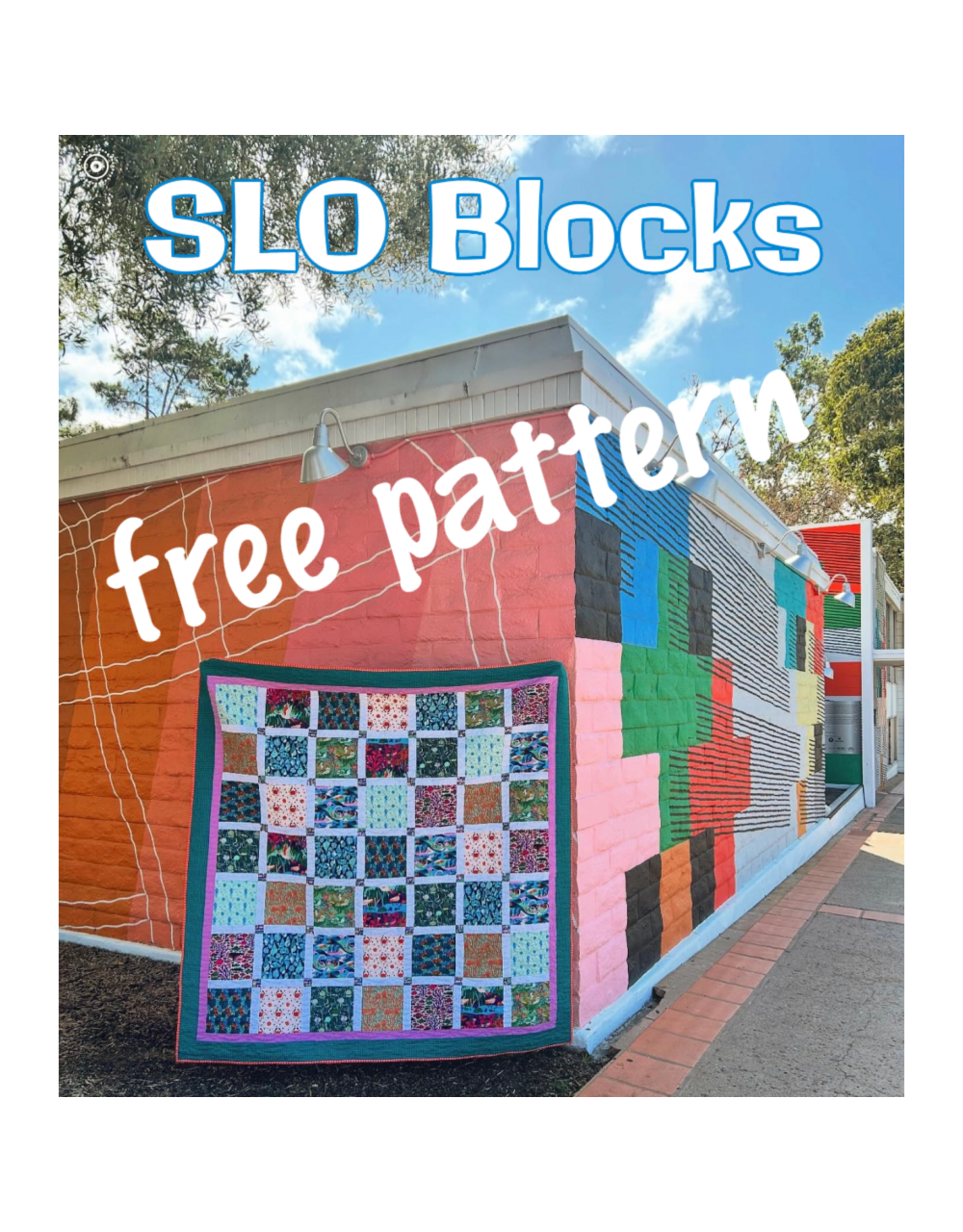 Picking Daisies SLO Blocks Pompadours in Pink, Quilt Kit, 70" x 70"