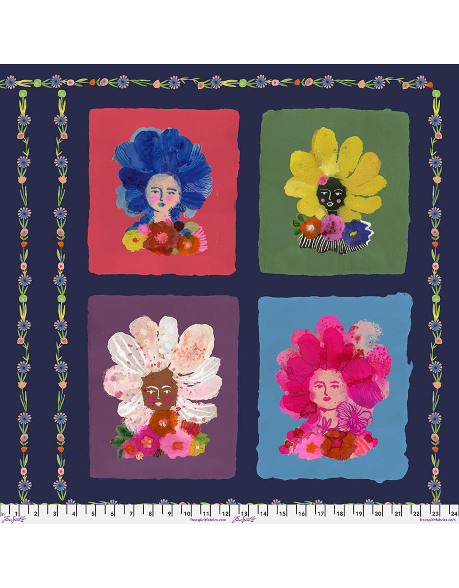 Picking Daisies SLO Blocks Pompadours in Pink, Quilt Kit, 70" x 70"