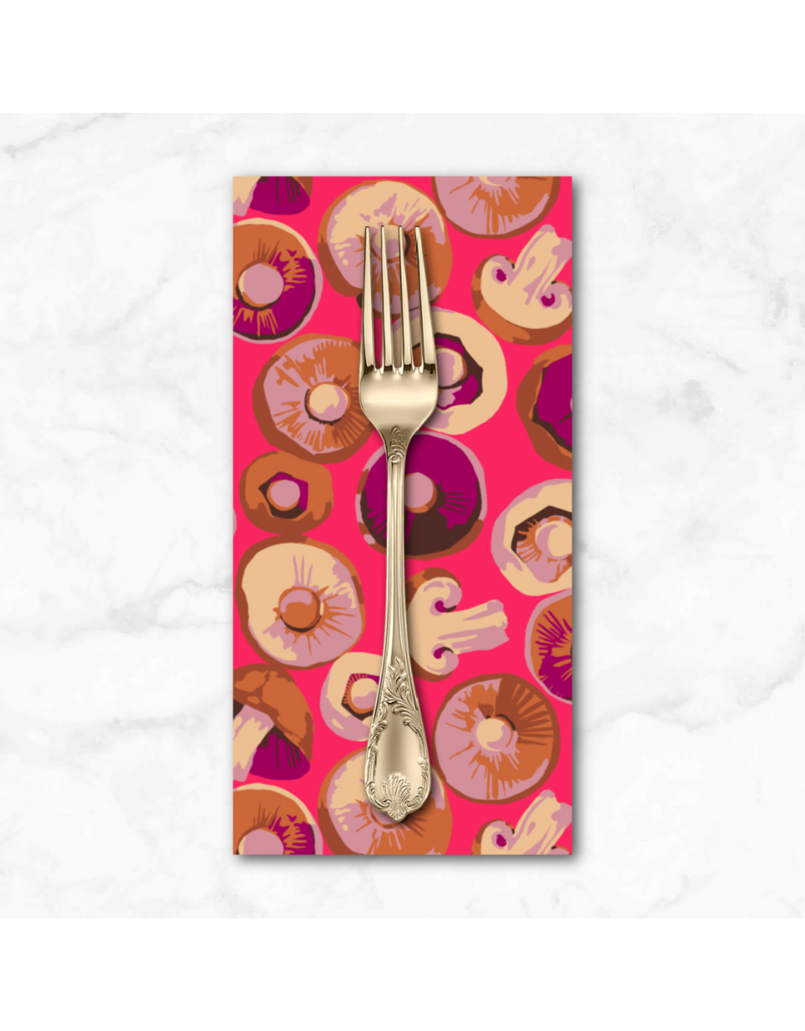 PD's Martha Negley Collection Forage, Button Mushroom in Pink, Dinner Napkin