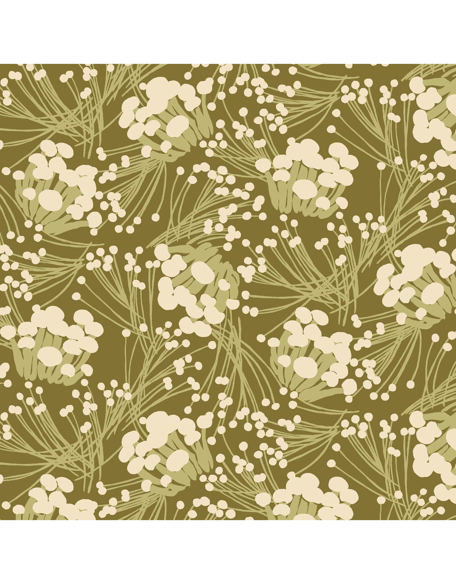 Martha Negley Forage, Enoki in Moss, Fabric Half-Yards